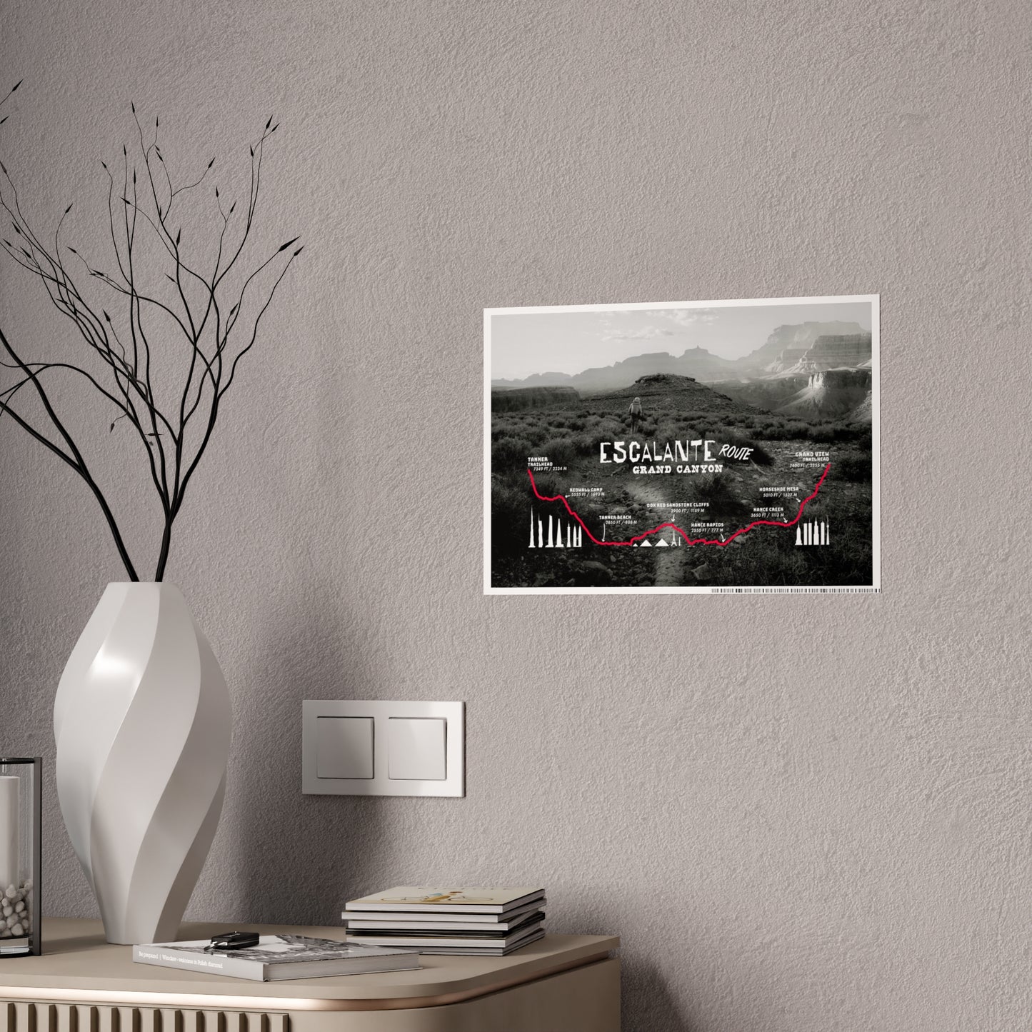 Escalante Route Grand Canyon Gloss Poster — Scenic Canyon Map Wall Art