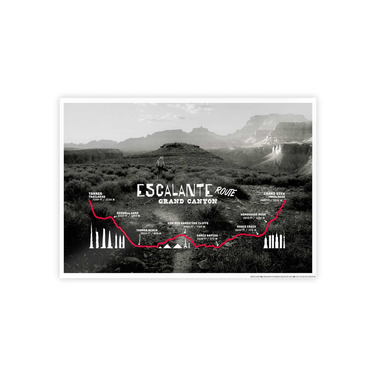 Escalante Route Grand Canyon Gloss Poster — Scenic Canyon Map Wall Art