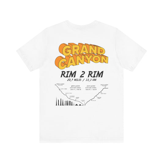 Grand Canyon Rim 2 Rim North Kaibab and South Kaibab on back Unisex Jersey Short Sleeve Tee