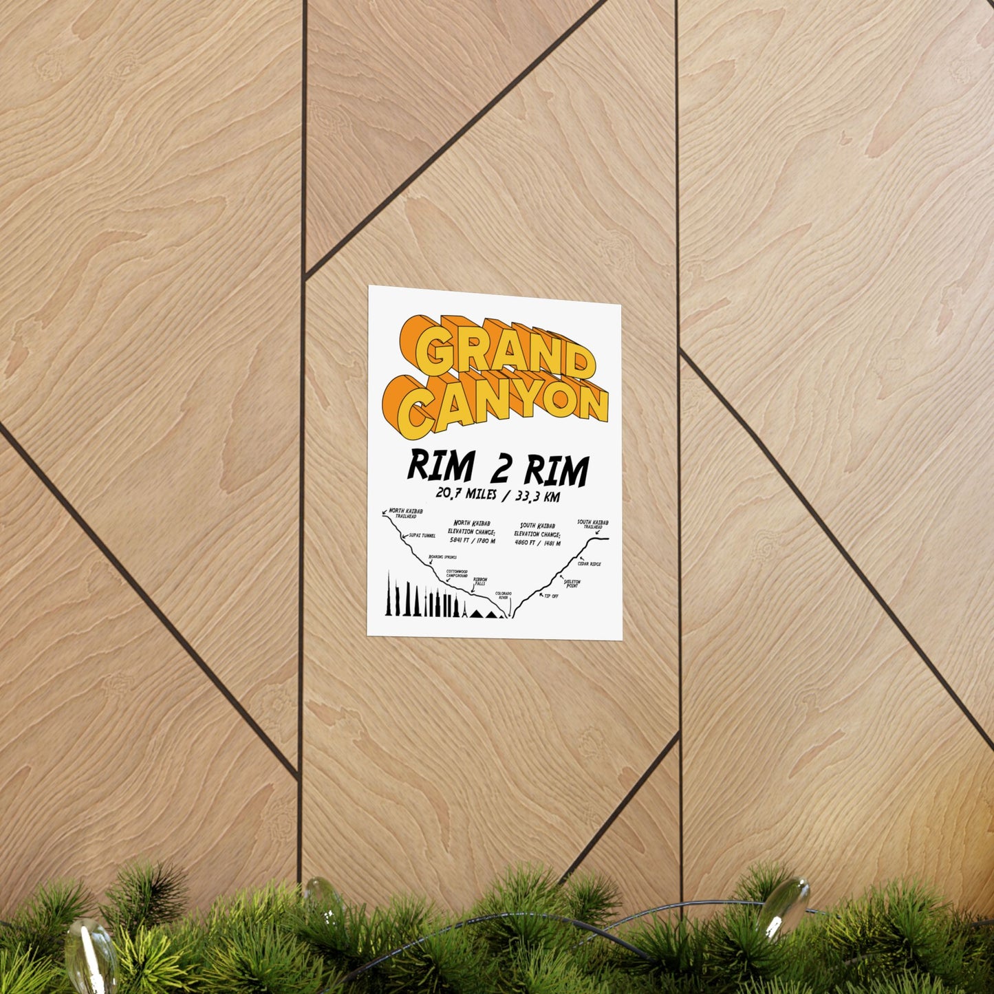 Grand Canyon Rim 2 Rim North Kaibab and South Kaibab Premium Matte Vertical Poster