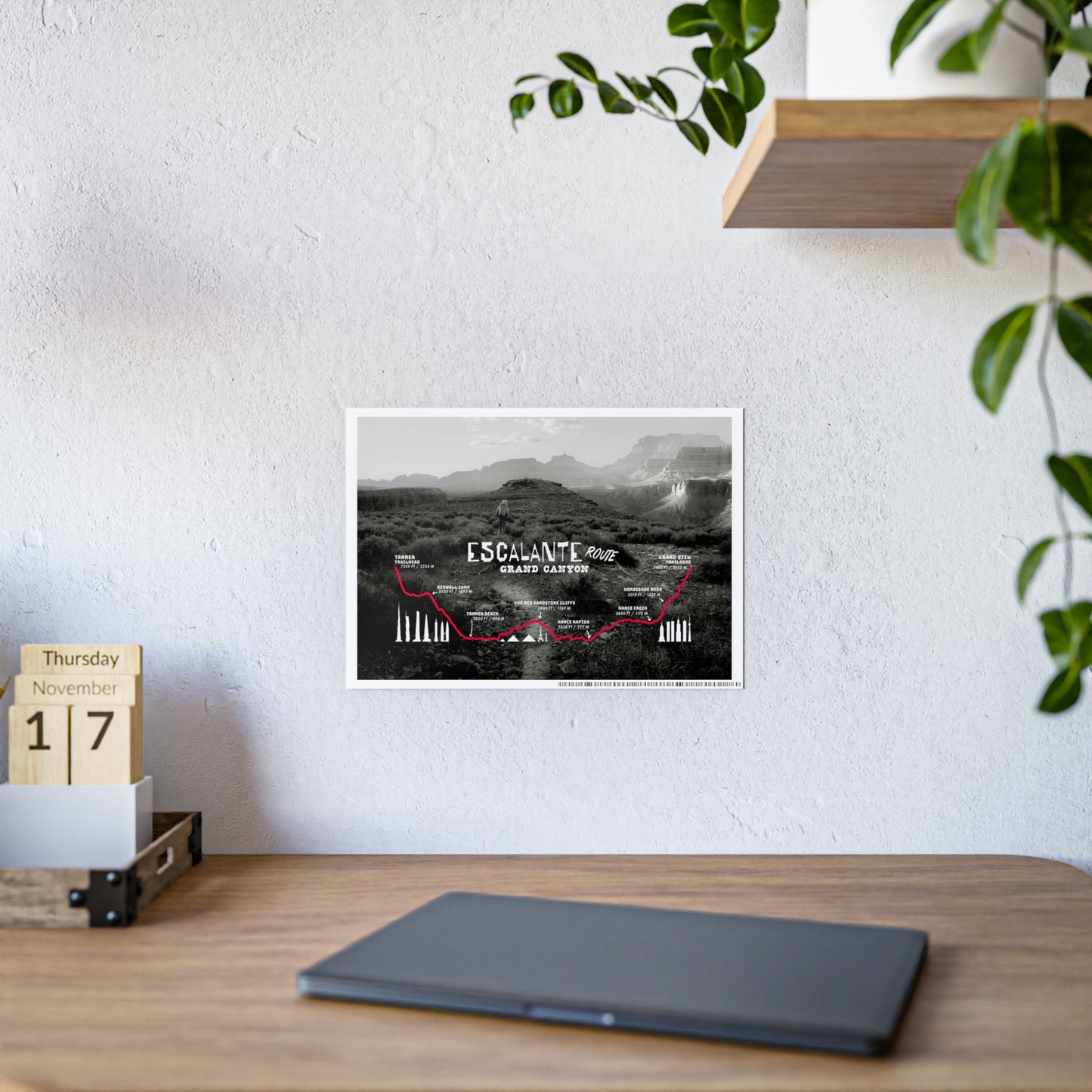 Escalante Route Grand Canyon Gloss Poster — Scenic Canyon Map Wall Art