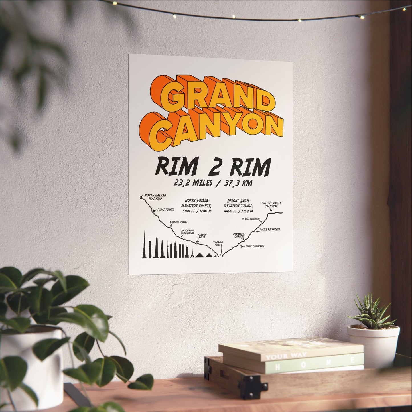 Grand Canyon Rim 2 Rim North Kaibab and Bright Angel Premium Matte Vertical Poster