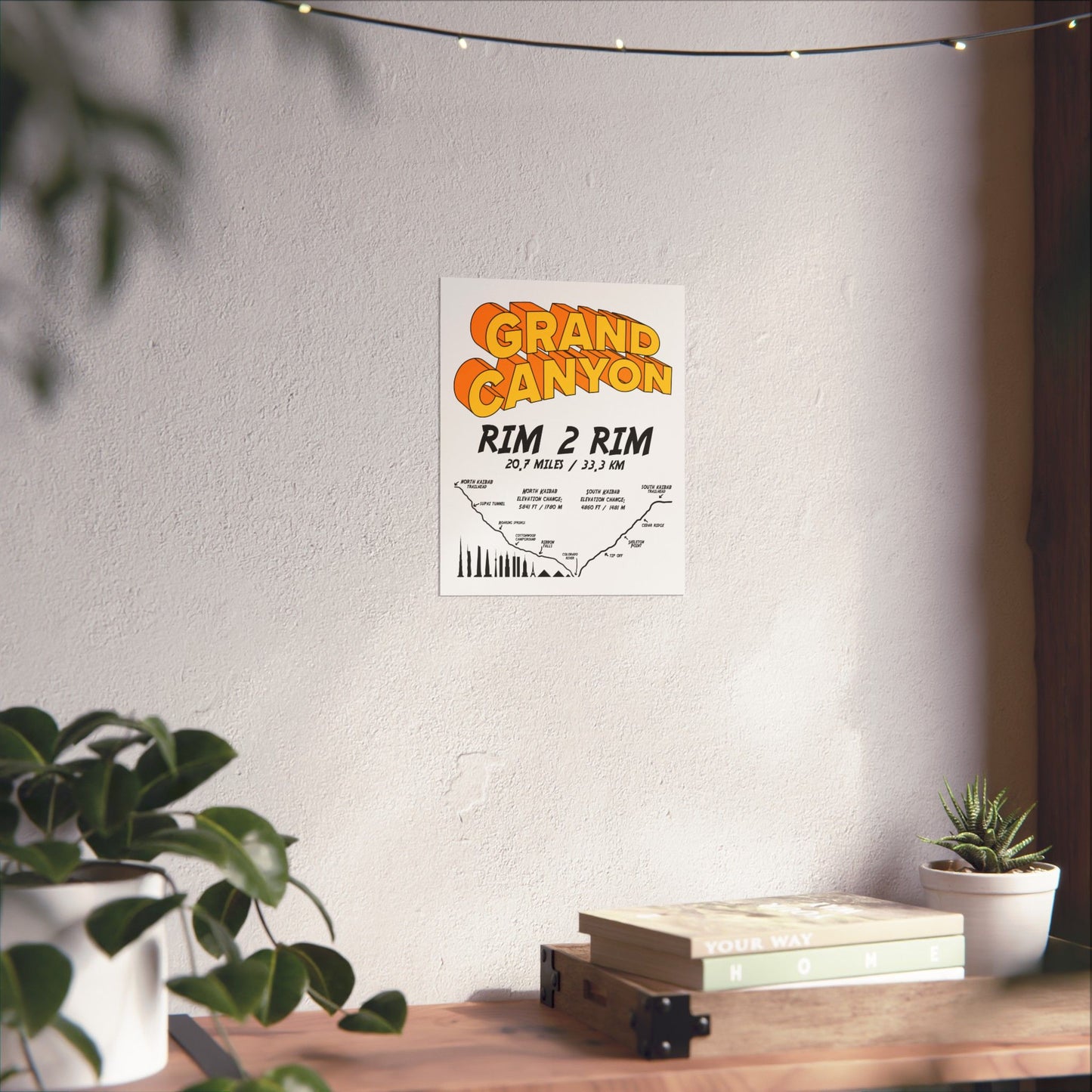 Grand Canyon Rim 2 Rim North Kaibab and South Kaibab Premium Matte Vertical Poster