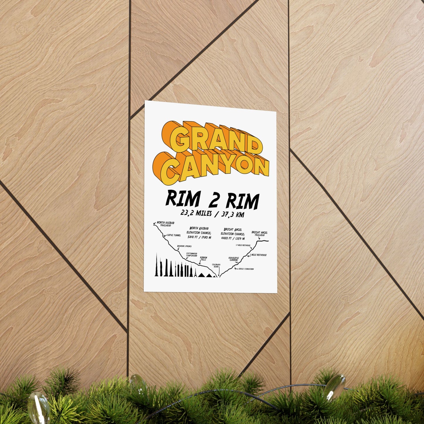 Grand Canyon Rim 2 Rim North Kaibab and Bright Angel Premium Matte Vertical Poster
